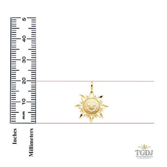 14K Yellow Gold Sun Pendant - Picture 3 of 4